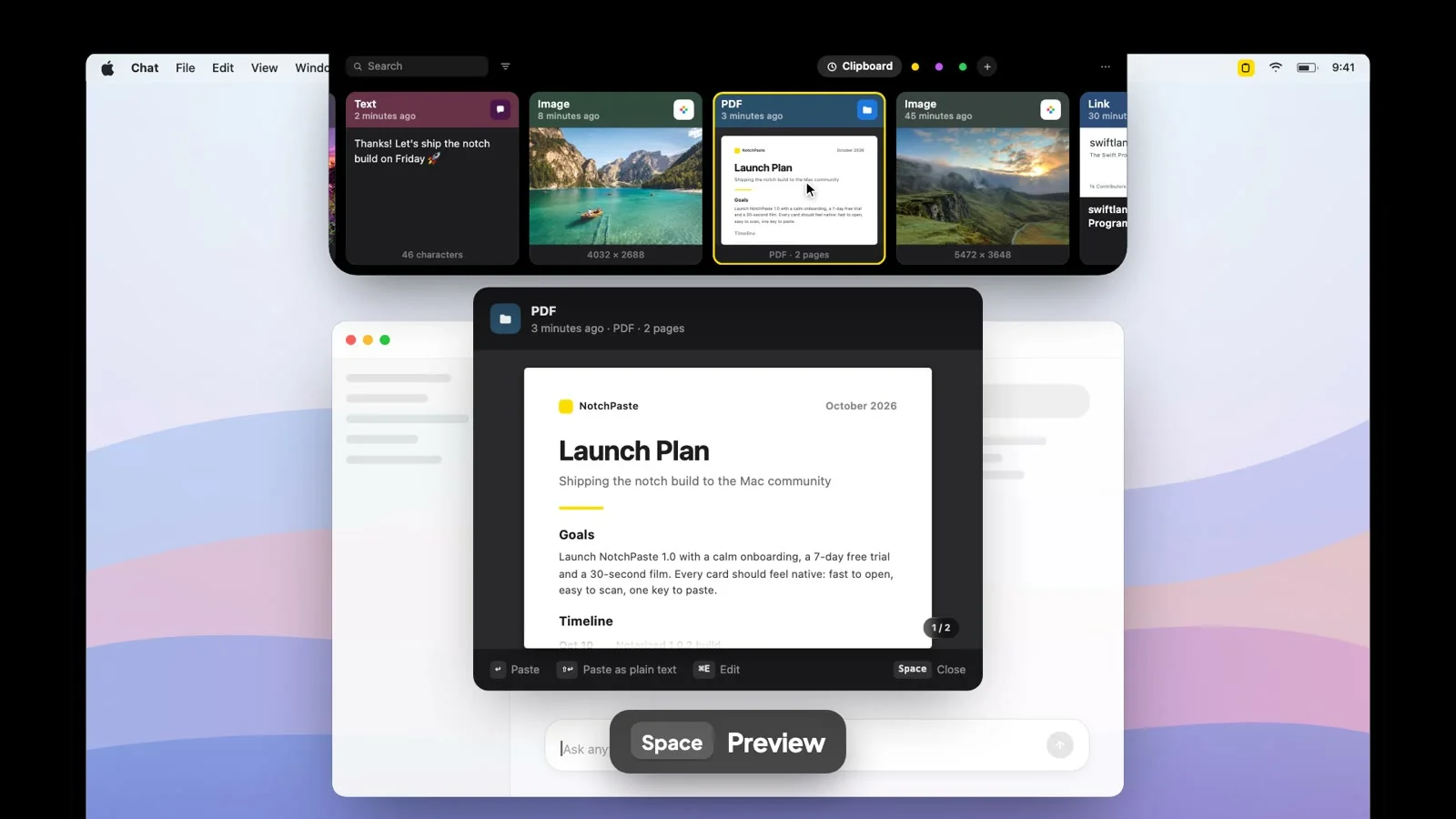 Everything you copy, right in the notch.